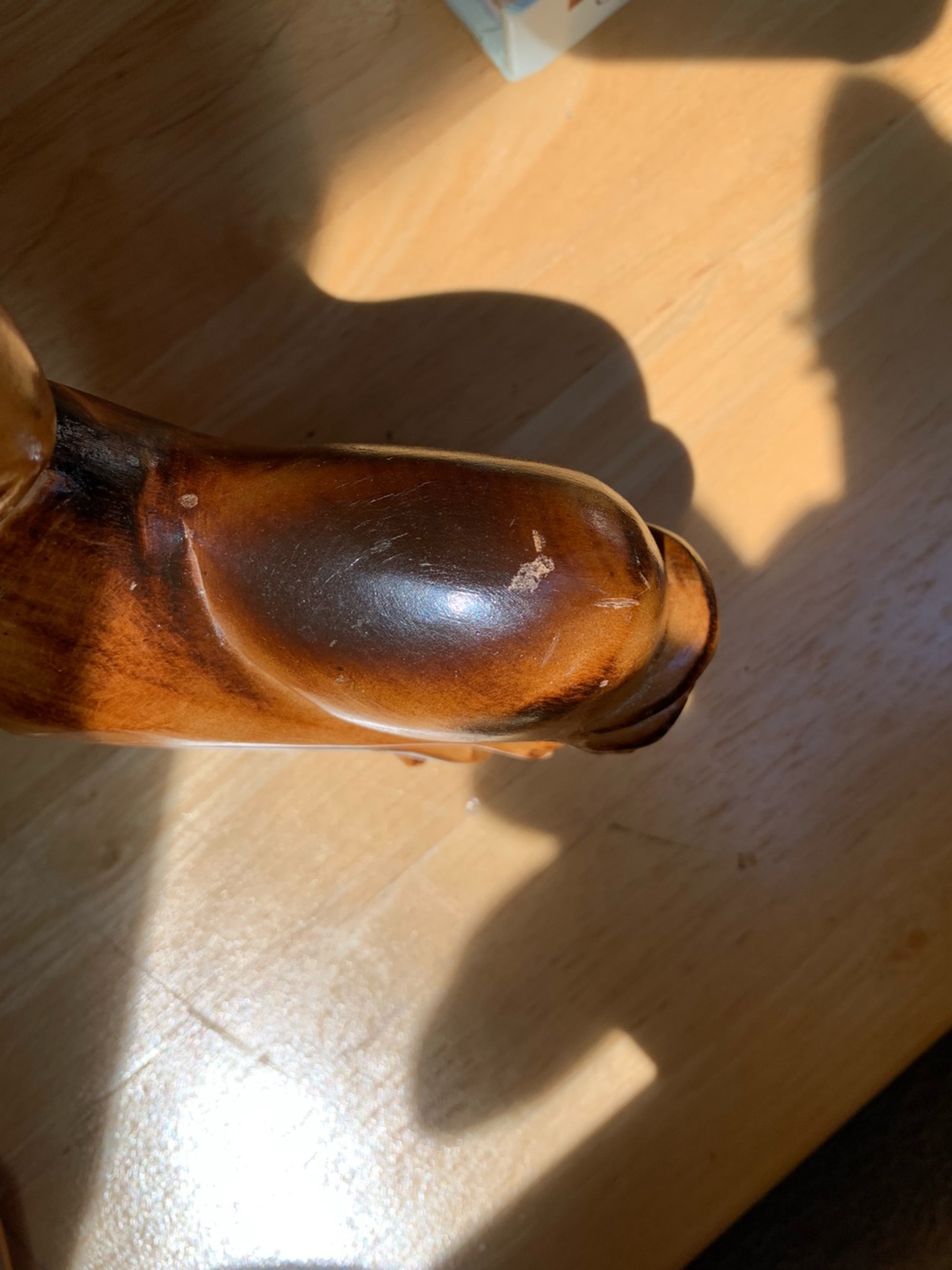 Vintage MCM Hand Carved Wooden Cat Figurine Burnt Wood Art 7.5" - Picture 11 of 11